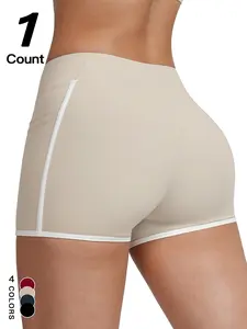 Women's Sports Shaping Waist Lift Butt Lifting Pants Outdoor Yoga Fitness Running Casual Colorblock Tight Shorts