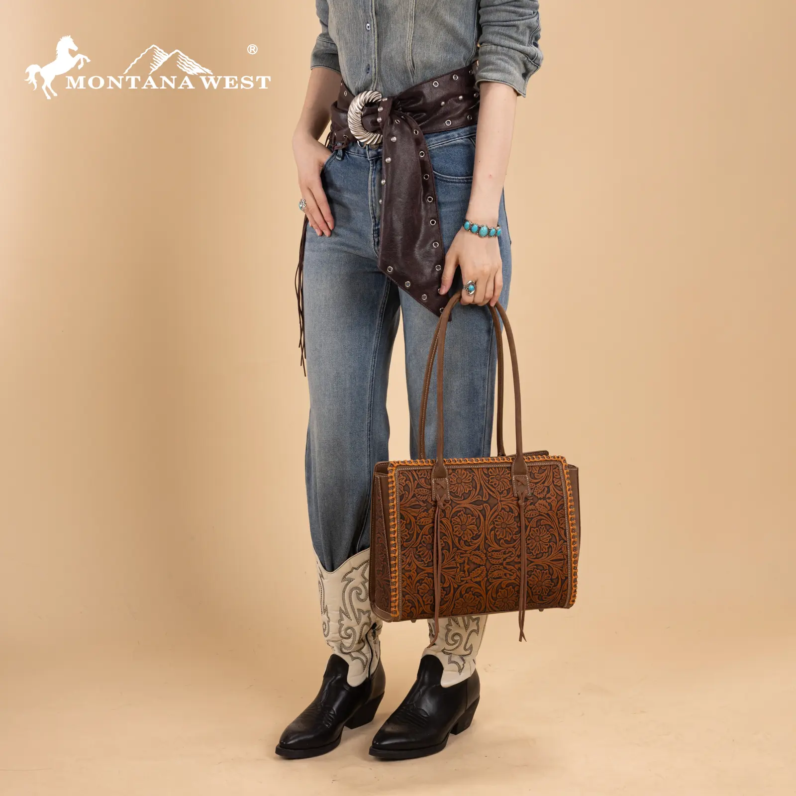 Montana West Western Floral Handle Bag for Women Durable Large