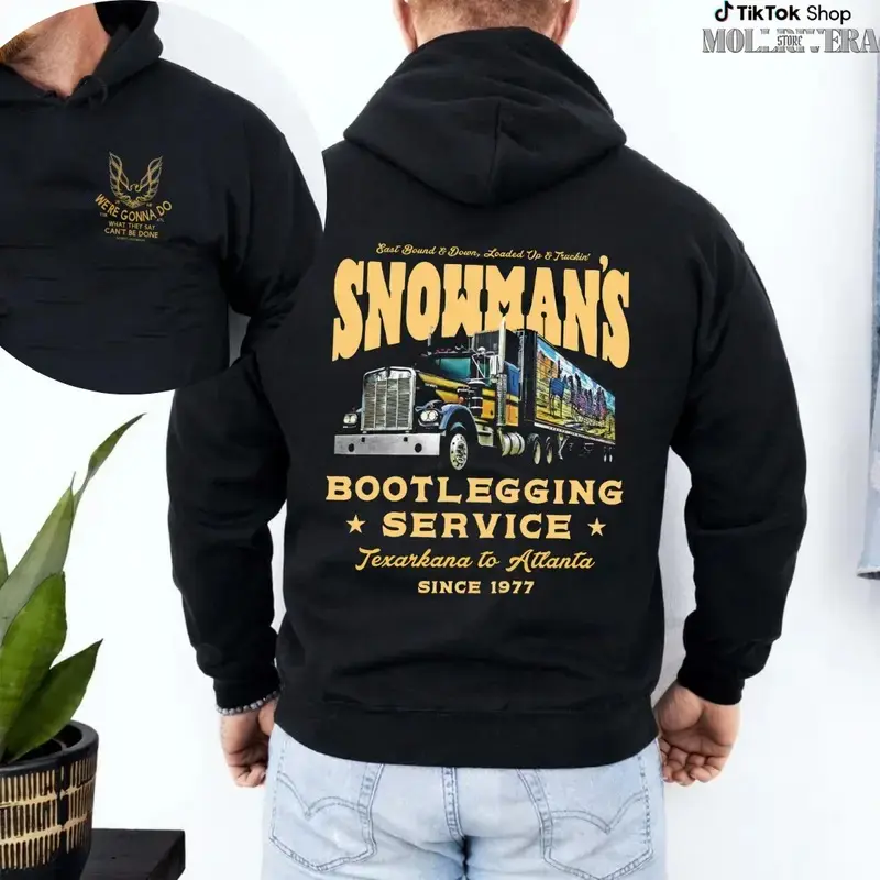 Snowman's Bootlegging Service 2 Side Hoodie, Smokeyy and The Bandiit Sweatshirt, Unisex Trendy Sweatshirt Gift For Movie Fan, Gift For Him, Movie Merch