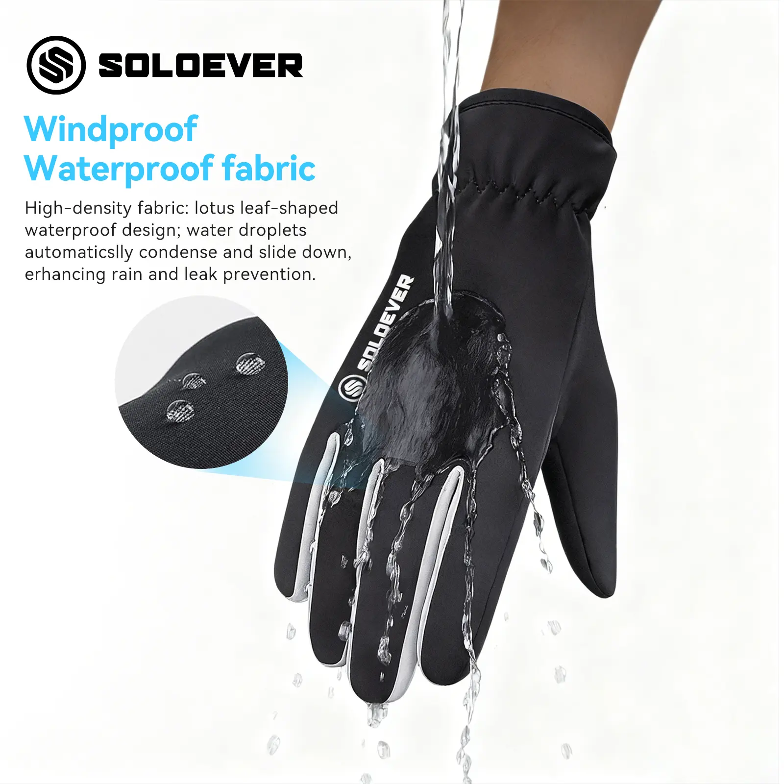 SOLOEVER Windproof Gloves Outdoor Unisex Thermal Warm Touch Screen Upgrade Glove for Skiing Cycling Running Driving Hiking Walking Texting Freezer Work Gardening Daily Activities