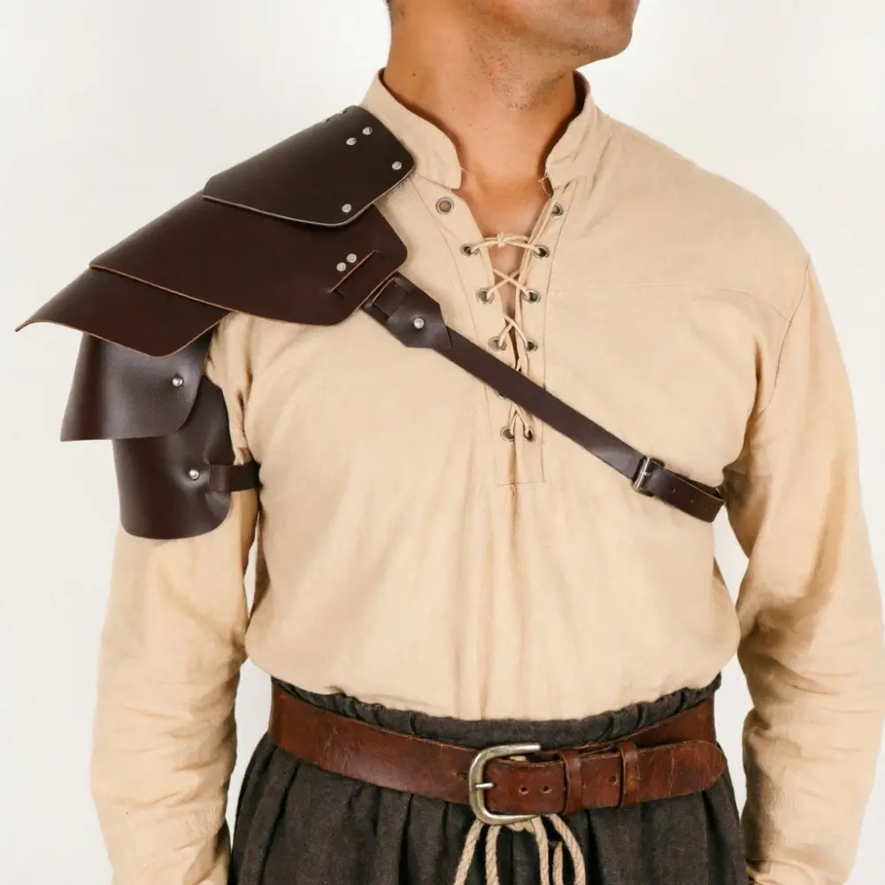 Medieval Viking Style PU Faux Shoulder Armor, Vintage Knight Rivet Shoulder Protector Set, Halloween Warrior Cosplay, Comic Con Costume, Medieval Photo Props, Party