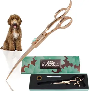 Kenchii Rose Dog Grooming Scissors, 7 Inch Curved Shears, Dog Scissors for Grooming, Ergonomic Design for Comfort and Precision, Heavy Duty, Durable and Sharp