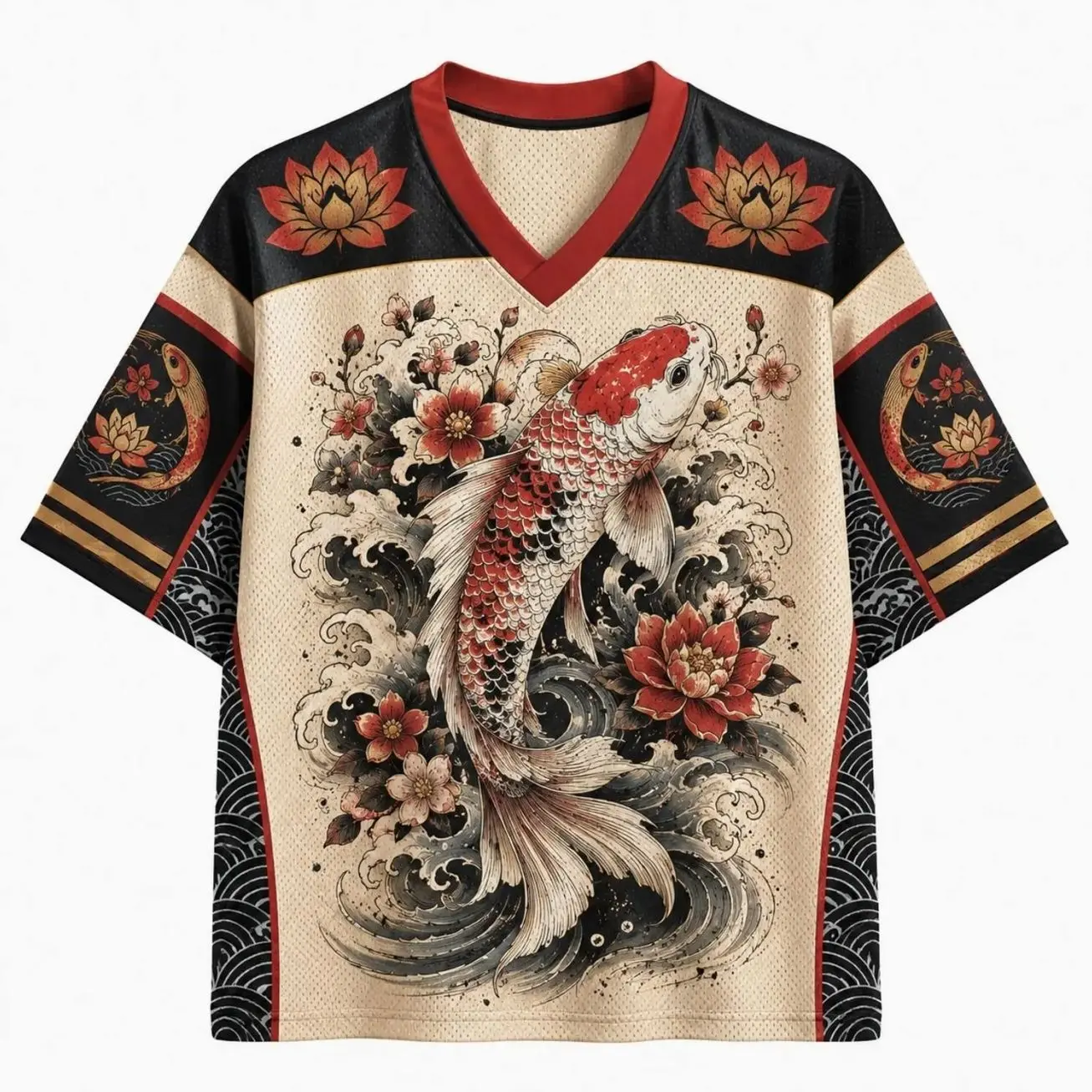 CRIMSON KOI ASCENT™ | Japanese Koi Art Vintage Baseball Jersey