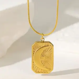 Crescent Glow Pendant – 18K Gold Plated PVD Stainless Steel Necklace