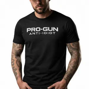 Pro-Gun Anti-Idiot T-Shirt | Tactical Second Amendment Tee | Men's Pro-2A Graphic Print Cotton Shirt | Bold Statement Apparel | 2A Rights Supporter Gift Idea | Casual Patriotic Wear,washed Black Shirt white shirt Round Neck Short Menswear Soft Tshirt