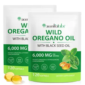 Acentialabs Wild Oregano Oil with Black Seed Oil 6000mg Blend 120 Softgels Non-GMO Gluten Free Dairy Free Plant-Based Wellness Support Healthcare Fitness