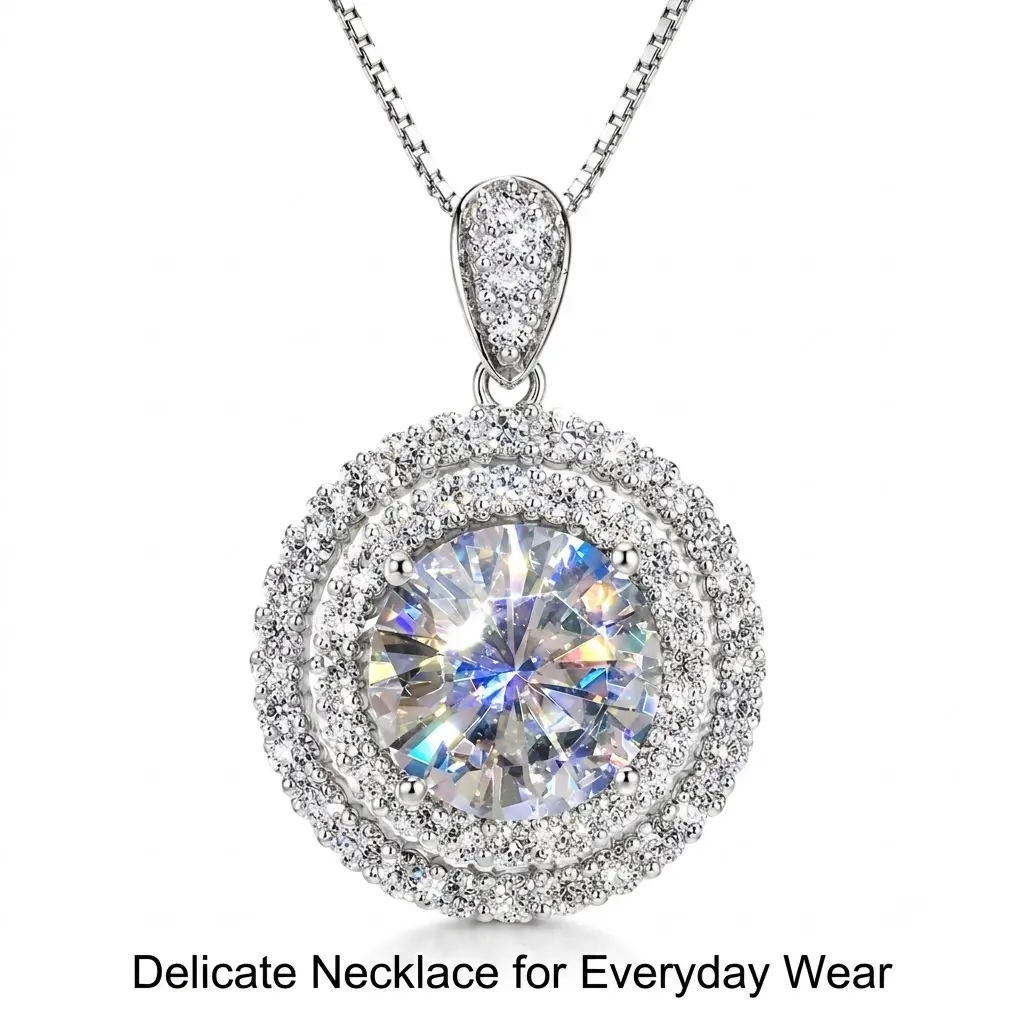 Elegant Silver-Tone Halo Pendant Necklace | Minimalist Luxury Jewelry Gift for Her