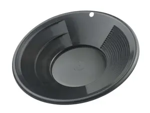 8" Black Dual Riffle Gold Pan,3" x 1/4" Deep Riffles