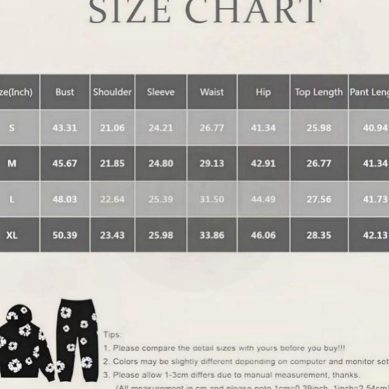 Denim Tears New Kapok Print Casual Pullover Hoodie & Casual Joggers | Unisex Couple Style Euro-American Trendy Sports Set | Summer Trendy Outfit