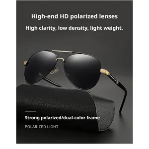 Unisex Polarized Aviator Sunglasses for Men Women 2 Pairs Anti Glare Driving Sunglasses with UV Protection Black Gold Two Tone Frame Lightweight Comfort Fit