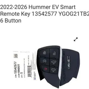6-Button Smart Remote Key for 2022-2026 Hummer EV, Car Key Accessory, Part Numbers 13542577, YGOG21TB2