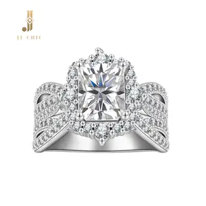 JJ CHIC 3CT Radiant Cut Engagment Ring for Women, 5A Cubic Zirconia Ring Jewelry, Bridal Ring & Vintage Anniversary Wedding Gifts for girlfriend