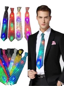LED Glowing Sequin Tie Set for Parties, 10 Pieces Per Pack, Suitable for Adults and Teens, All Seasons Fashion Accessory
