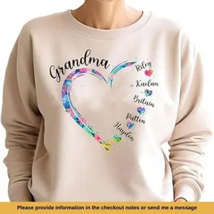 D12 Personalized Mom Shirt with Kids' Names – Custom Gift for Mom or Grandma, Perfect for Christmas, Mother's Day, or Birthday from Daughter & Son