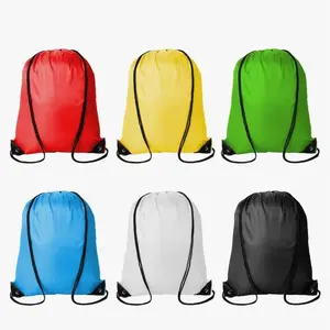 6Pcs Drawstring Backpacks Bulk String Bag Cinch Sack Pack Storage Knapsack Polyester Gift Bags Sports Drawstring Bags for Trip Gym Party Bags(6 Colors)