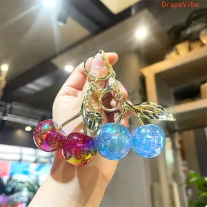Women's Sparkling Pearl Chain Cherry Keychain, Creative Bag Charm Decor, Stylish Key Ring Accessory for Daily Use & Gifting (Sports, Fan Shop, Gaming Merch), Keychains