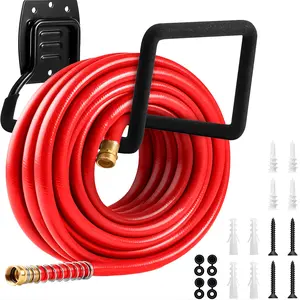 Wall Mounted Garden Hose Holder Heavy Duty Metal Hose Reel Hook for Outdoor Storage, Durable Rust Resistant Hanger for Water Hose & Extension Cords, Space Saving Garden Organizer