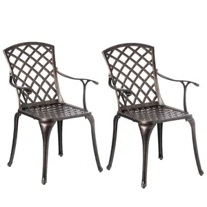 212 MAIN QI003960CH.2 Bronze Finish Cast Aluminum 2-Seat Waterproof Indoor-Outdoor Dining Set with 2 Chairs, Two Seats