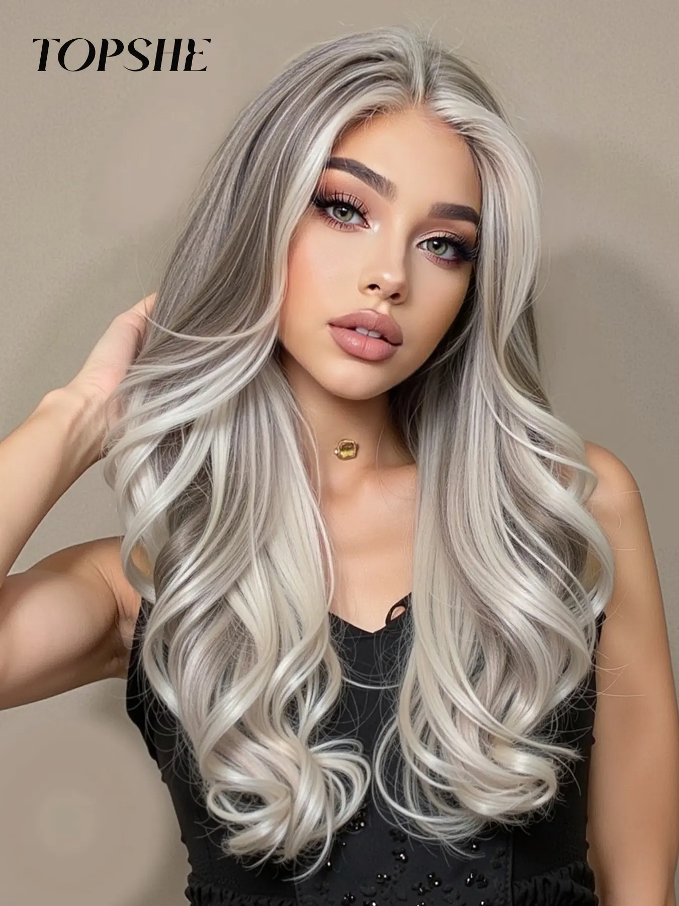 Topshe 13x6 High-Temperature Fiber Heat Resistant Wig, Synthetic Wigs, Hand-Woven Lace Front Lace Frontal Wigs Long Curly Hair, Lightweight Breathable Natural Look Realistic Illusion Hairline, All Seasons