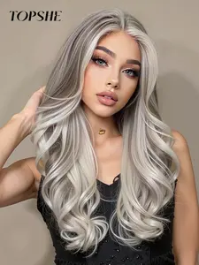 Topshe 13x6 High-Temperature Fiber Heat Resistant Wig, Hand-Woven Lace Front Lace Frontal Wigs Long Curly Hair, Lightweight Breathable Natural Look Realistic Illusion Hairline, All Seasons