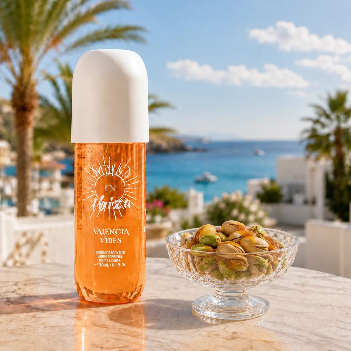 SOLO EN IBIZA Valencia Vibes Body & Hair Fragrance Mist - 6.1 fl oz Long-Lasting Gourmand Perfume with Pistachio, Salted Caramel, Sandalwood & Vanilla, Fresh Scents, Cruelty Free, Multi-Pack Compatible Hair Tips & Cloths Accessory, Fragrances Cosmetics, B