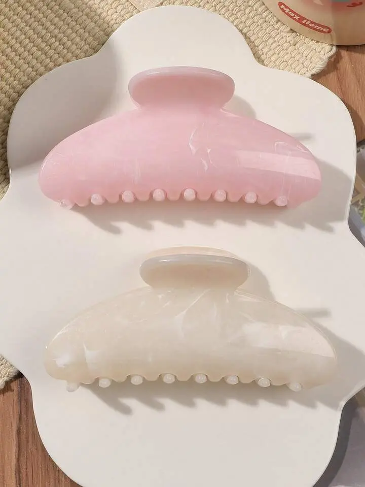 2PCS Large Plastic Hair Claws Set - Strong Hold Claw Clips for Thick Hair, Quick Updos, Daily Wear & Summer Travel, Plastic Claw