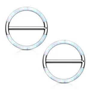 Oufer 2PCS 14G Luxury Titanium Clicker Nipple Shield Set