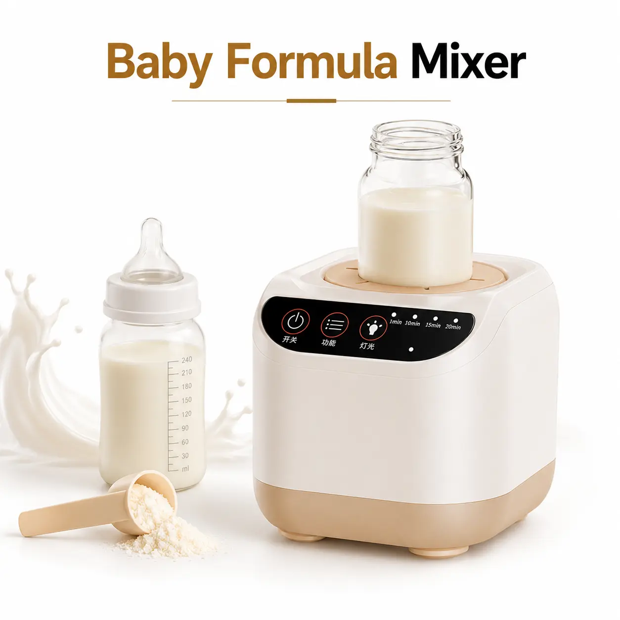 Household Mini Electric Blender - Handheld Drink Mixer, Bi-Spin Vortex Mixing System, Bubble-Free, Multi-Size Compatible, USB-C Rechargeable Formula Mixer, Night Light Mode, Low Noise for Breastfeeding Moms