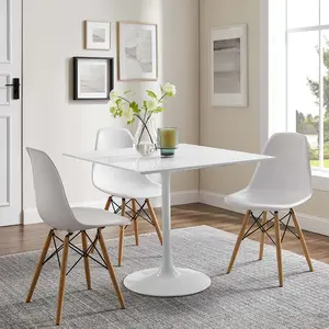 Modway Lippa 36" Square Wood Top Dining Table in White