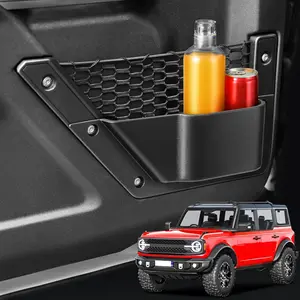 Front Door Storage Pockets for Ford Bronco Accessories 2021-2025,Door Side Organizer Box Cup Holder Compatible with Bronco 2/4 Doors,2PCS Matte Black Interior Replacement Accessories