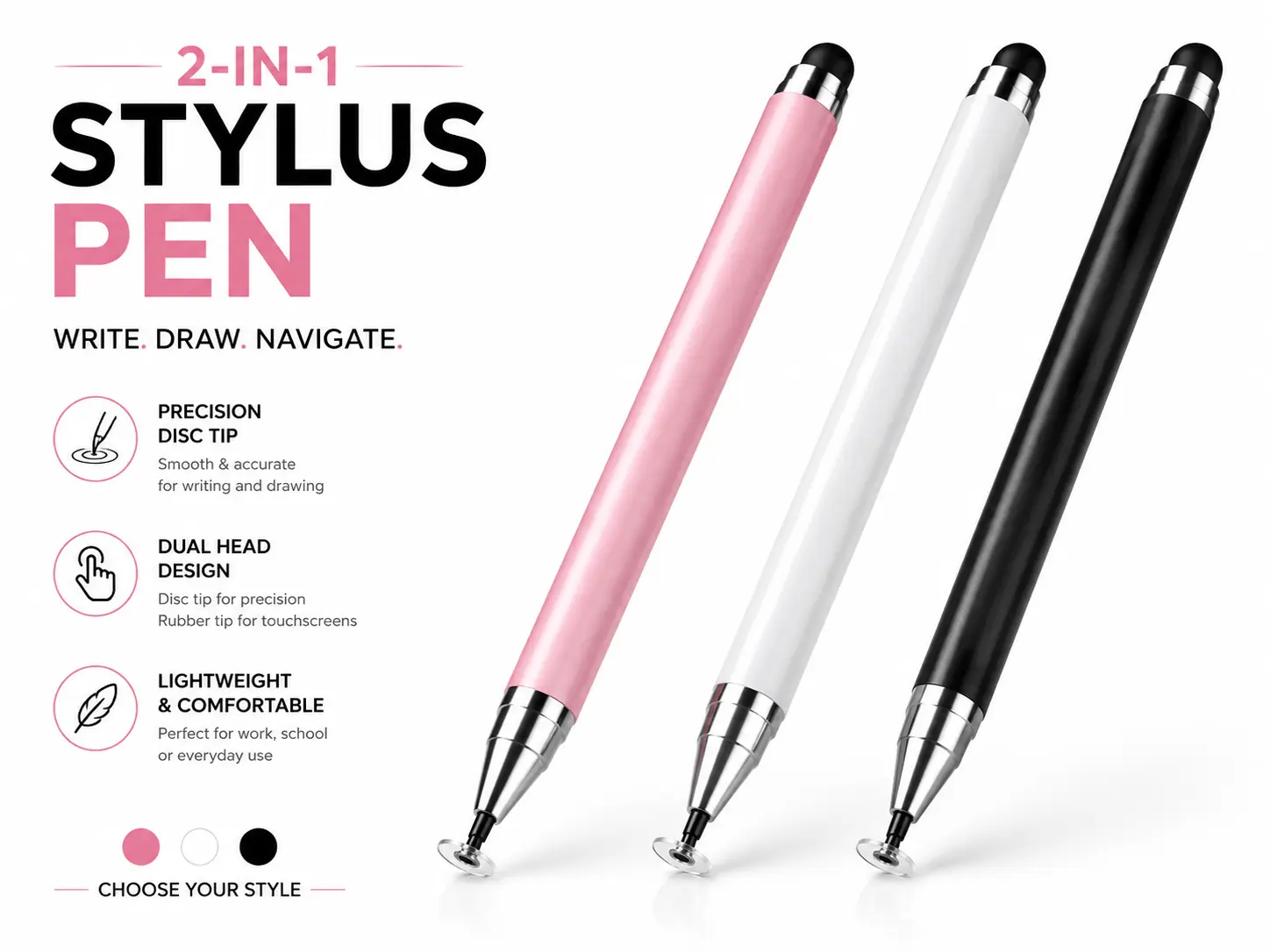 Capacitive Touchscreen Pen - 1-3PCS Universal 2-in-1 Stylus, Phone & Tablet Computer Accessories for Electronic Devices
