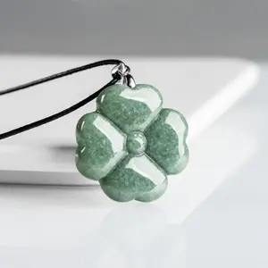 Jade Clover Pendant for Men & Women  Natural Stone Jewelry for Wealth, Peace & Success  Good Luck Accessory, Elegant Design for Daily & Special Occasions