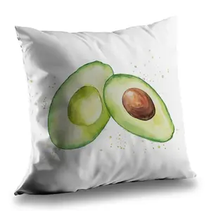 360 Stand 14x14 in. Poly Twill Watercolor Open Avocado Throw Pillow - Stylish, Easy-Clean Cushion for Kitchen Decor Ideas, Textile Soft Furnishing, Food-Themed, Decorated Standard Pillows