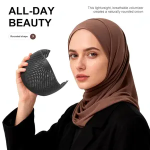 Black 2PCS Women’s Underscarf Headband Set, TPEE Soft Elastic Non-Slip Hijab Bands with Micro-Dot Grip, Secure Comfortable Hair-Friendly Scarf Base Layer for Hijab Wear, Prayer, Fitness, Daily Styling