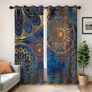 Mandala Bohemian Style Blackout Curtains Thermal Insulated Noise Reducing Privacy Drapes for Bedroom & Living Room with Grommet Top 2Panels