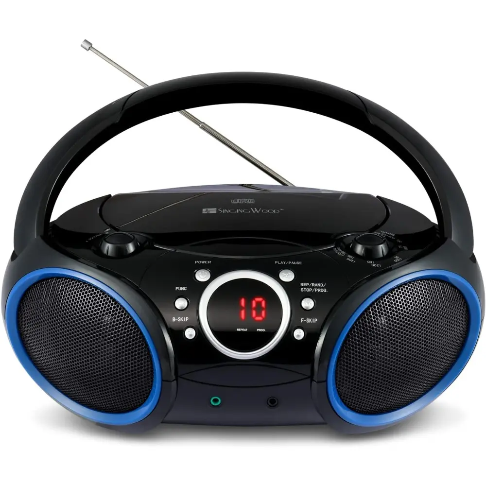 030C Portable CD Player with AM FM Stereo Radio, Aux Line in, Headphone ...
