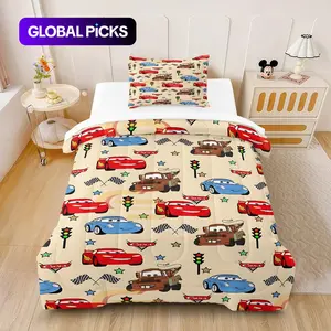 Cartoon racing full printed bedding set (Including 1 Quilt & 1-2 Pillowcases), playful & energetic children's bedding with Vibrant Print, thick, smooth & anti pilling, multiple styles, comfortable bedding for children #GLOBAL PICKS