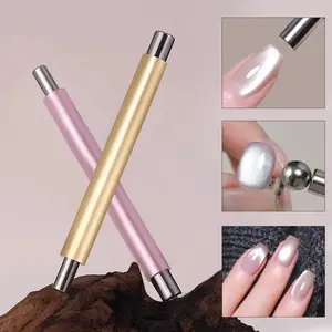 Glass Bead Cat Eye Nail Art Magnet Tool, Dual Head Magnetic Rod for Stunning Magnetic Nail Polish Design, Multi-Functional Salon Nail Art Tool