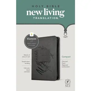 NLT Compact Zipper Bible, Filament Enabled (Leatherlike, Charcoal Patch, Red Letter) -- New Living Translation - Bible