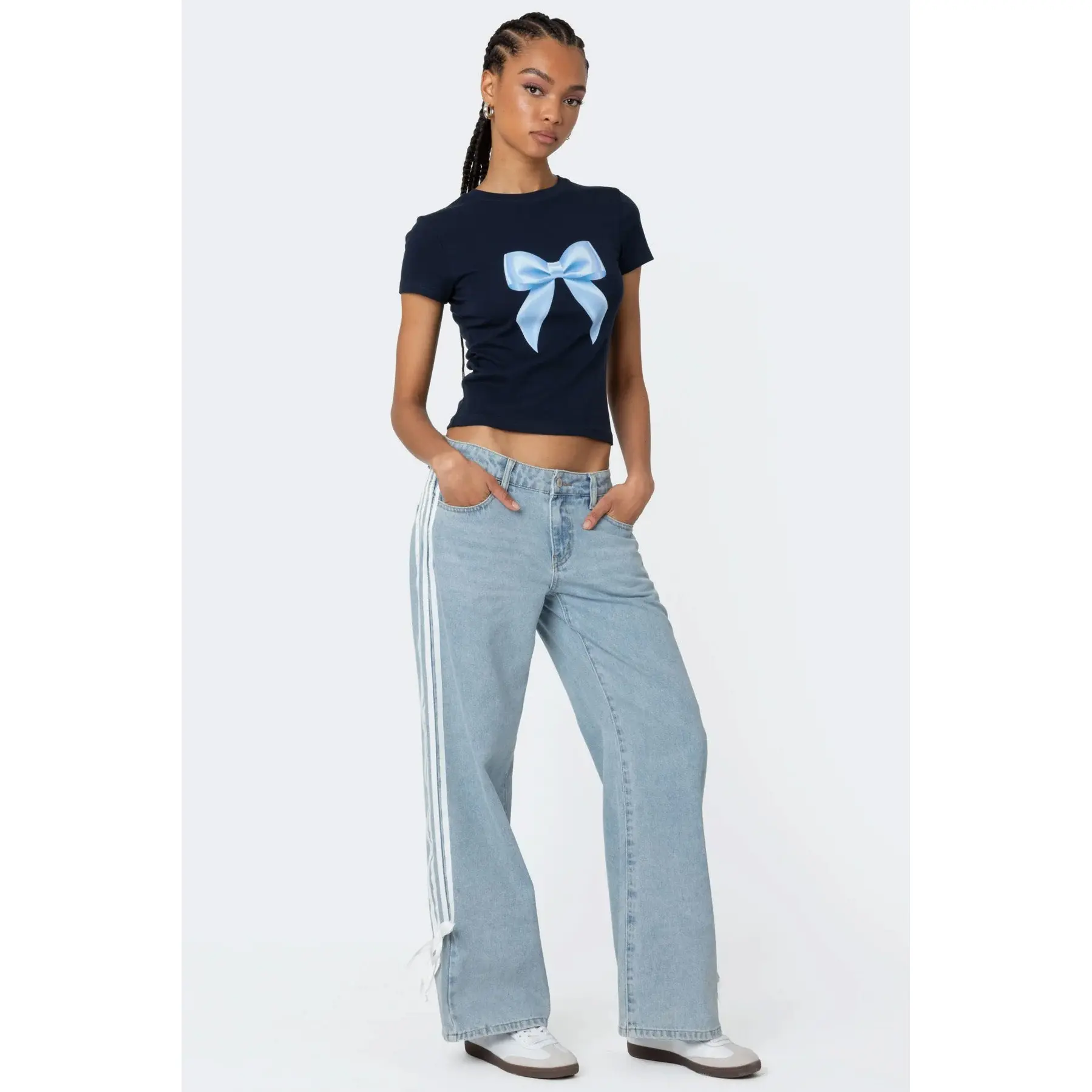 Ribbon Washed Low Rise Baggy Jeans Ribbon Washed Low Rise Baggy Jeans