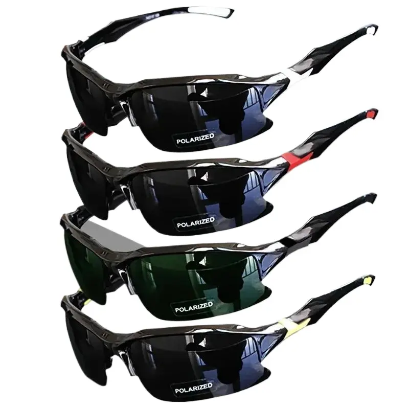 Men's 4-Pack Polarized UV400 Anti-Ultraviolet Wrap-Around Lightweight Sunglasses, Windproof Athletic Bike Style Outdoor Eyewear for Cycling, Fishing, Anti-Ultraviolet Men's Sunglasses, Athletic Men's Sunglasses