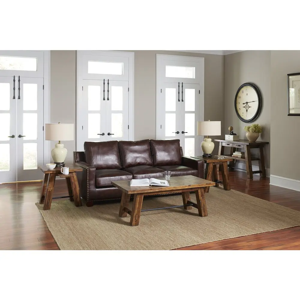 Cannon Valley Rustic Distressed Industrial Trestle 50" Coffee Table