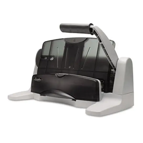 Manual Adjustable 2-7 Hole Punch, 40-Sheet Capacity, Light Touch, 9/32-In Round Holes, Black/Gray, Comfortable Lever Handle, Durable High-Quality Construction, Revolutionary Ease-of-Use Design, Full Pin Control, Jam-Free Performance