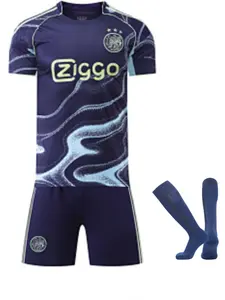 Ajax Gradient Soccer Jersey Set, Athletic Activewear, Trendy Ripple Design, Breathable Quick-Dry Fabric, Football Enthusiasts Training Competition Use