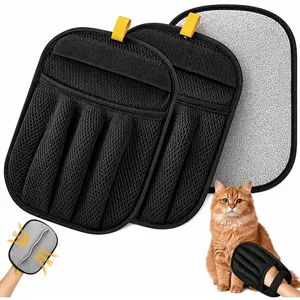 2 PCS Upgraded Pet Hair Removal Gloves with Snug Elastic Wrist Electrostatic Five-Finger Reusable Fur Remover for Cats & Dogs, Effortless Cleaning Tool for Couch, Carpet, Clothing & Car Seats
