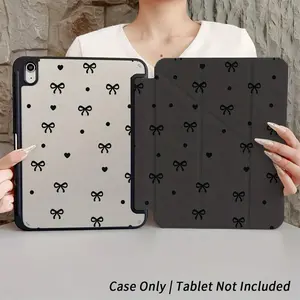 Black Bow Print Tablet Case With Pen Slot Multi Angle Stand Compatible With 10th Gen 11th Gen iPad Air Pro Mini 6 7 8.3 Inch 11 13 Inch iPad Pro M4 13 Inch iPad Air 2024 Spring Easter Gifts