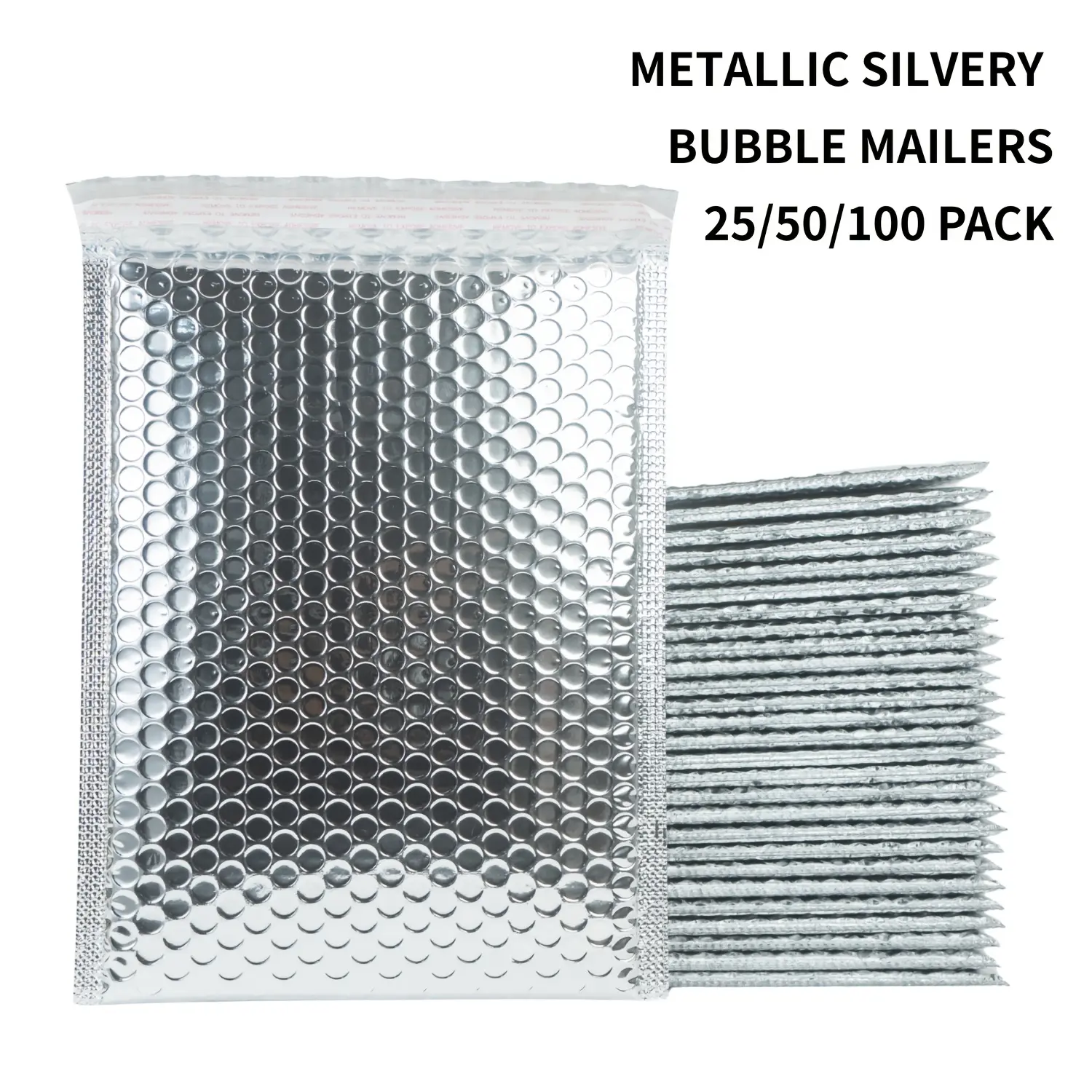 25/50/100pcs 6x8'' 8x10'' 10x12'' 11x14'' Metallic Bubble Mailers, Silvery Self-Seal Aluminum Coated Bubble Envelope, Waterproof Shockproof Thickened Bubble Pouches, Industrial Scientific Packaging Supplies, Postal Mailers, Logistics Transport