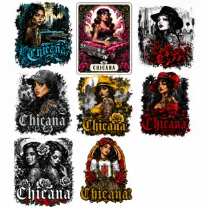 Premade Chicana 1 Halftone DTF transfers | Ready to press | Direct to film Transfer | Quick shipping| Premade gang sheet