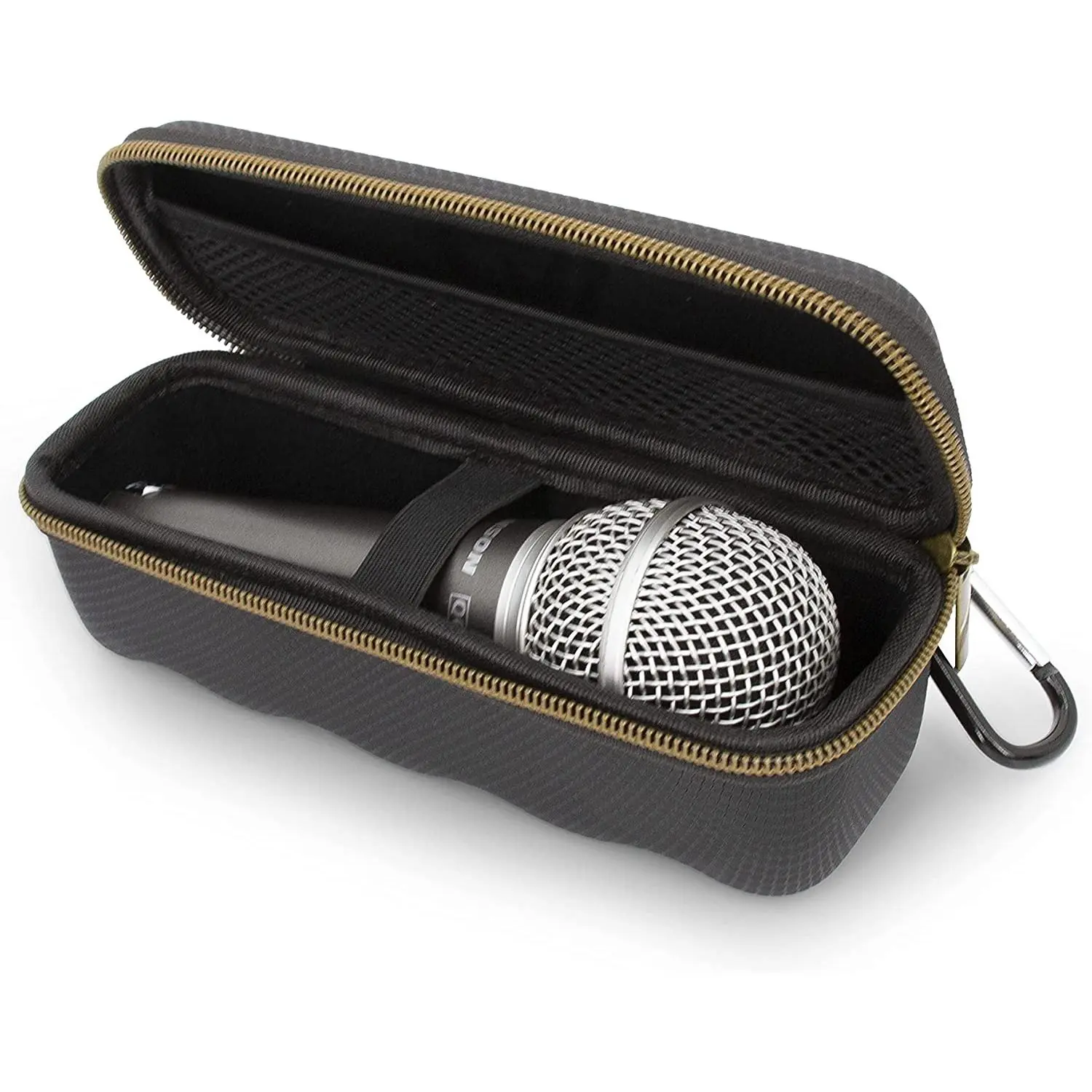 CASEMATIX Microphone Case Fits Wired Microphones Up to 6.75" Ultra Compact Protective Shell with Carabiner & Premium Materials Impact Resistant Durable Design