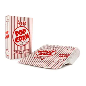 3J Red & White Striped Close Top Popcorn Boxes for Movie Night Supplies, Popcorn Boxes Bulk 25 Count, Movie Night Popcorn Boxes 1.25 oz. Capacity, 4.625" x 2" x 7.5" Popcorn Containers